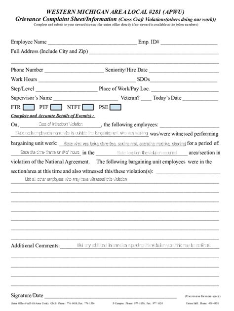 Fillable Online Apwu Grievance Forms Fill Out And Sign Printable Pdf