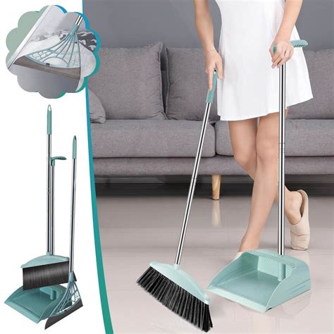 Broom And Dustpan Set With Long Handle Light Weight Stainless Steel