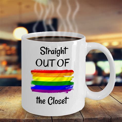 Lgbt Coffee Mug Straight Out Of The Closet Funny Gay Etsy