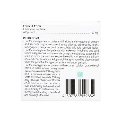 Llanol Allopurinol 100mg 1 Tablet Prescription Required Watsons