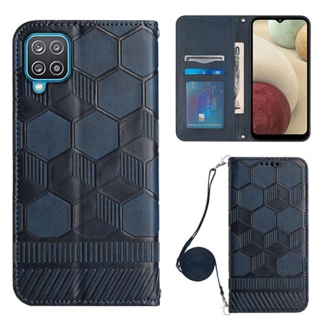 For Samsung Galaxy A12 5G M12 F12 Crossbody Football Texture Magnetic