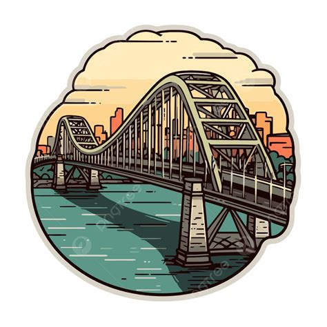 Style Nyc River Bridge Bridge Symbol Retro Pattern Illustration Clipart ...