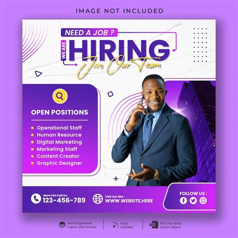 Premium Psd Job Vacancy Instagram Social Media Post Template