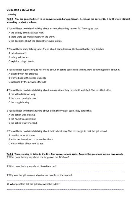 Ge B1 Unit 5 Skillstest Interactive Worksheet Live Worksheets