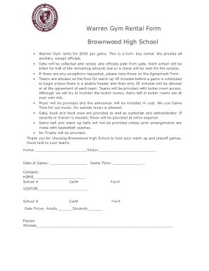 Fillable Online Warren Gym Rental Form Brownwood High School Fax Email