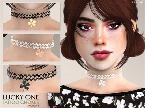 The Sims Resource Lucky One Tattoo Choker By Pralinesims Sims 4