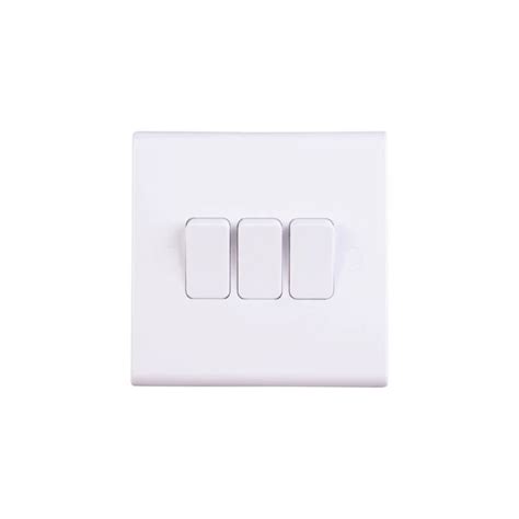 Deta Slimline 3 Gang 2 Way 10AX Light Switch S1205