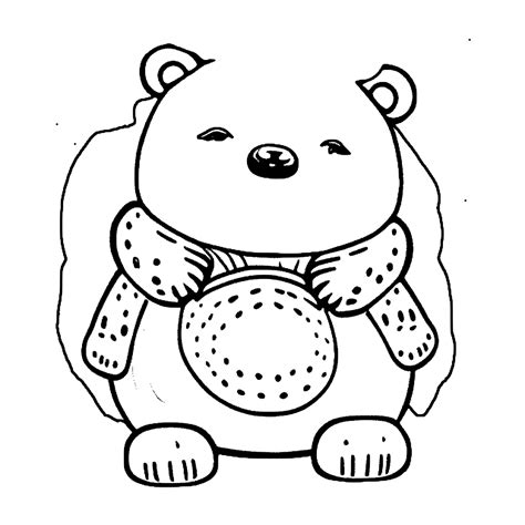 Fuzzy Teddy Bear Coloring Page With Bow · Creative Fabrica