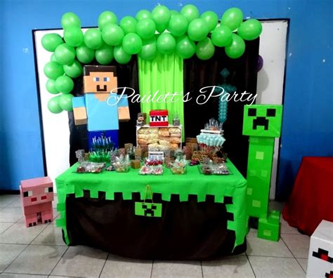 Mesa De Dulces Minecfrat En Cumplea Os Con Tema De Minecraft