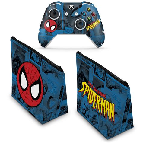 Kit Capa Case E Skin Xbox One Slim X Controle Homem Aranha Spider Man