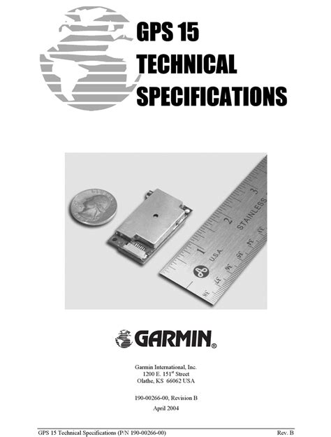 GARMIN GPS 15 GPS TECHNICAL SPECIFICATIONS | ManualsLib