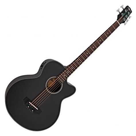 Electro Acoustic 5 String Bass Guitar by Gear4music, Black at Gear4music