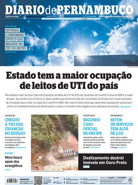 Capa Diario De Pernambuco Ter A De Dezembro De