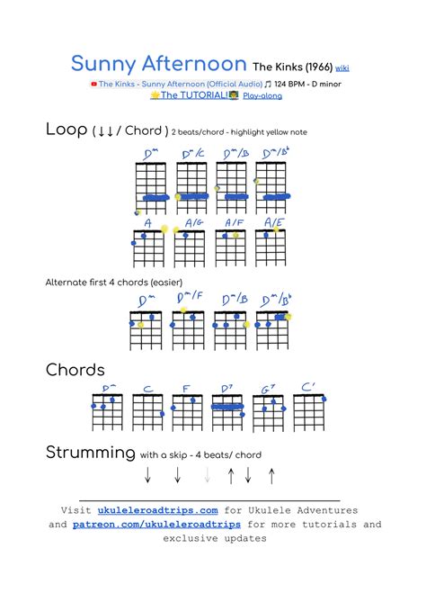 Sunny Afternoon By The Kinks With Chords Strum And Tutorial — Ukulele Road Trips