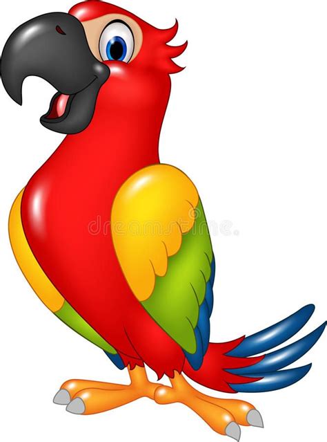 Cartoon funny parrot isolated on white background. Illustration of ...