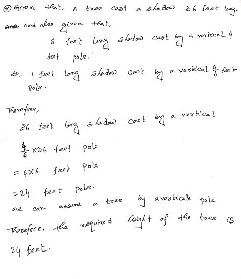 Solved A Tree Casts A Shadow It Long At The Same Time The Shadow