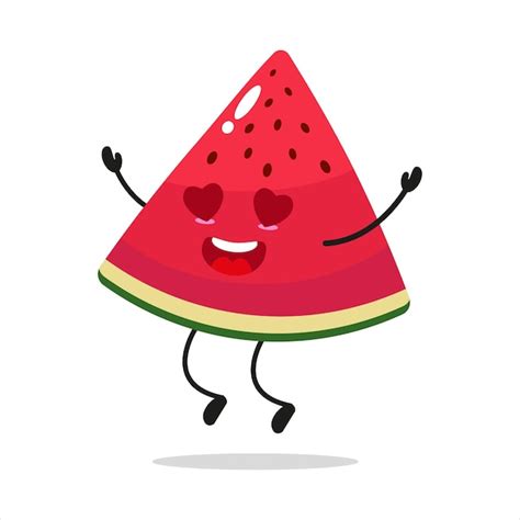 Premium Vector Cute Happy Slice Watermelon Character Funny Fall In