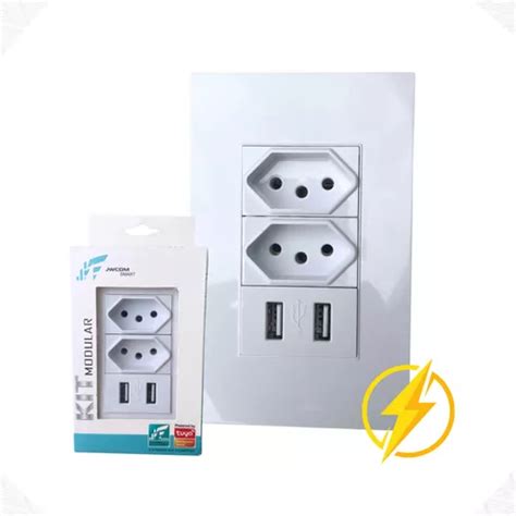 Tomada De Parede Dupla Usb Bekcommerce Embutir Bivolt 10a Interruptor