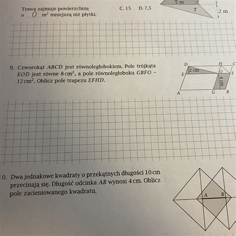 Pilne Czworokąt ABCD jest równoległobokiem Pole trójkąta EOD jest