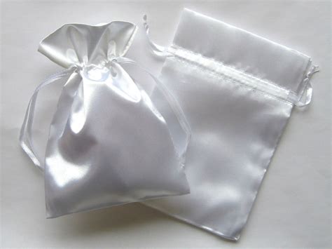 Set Of 100 200 Satin Gift Bags White Favor Bags With Etsy