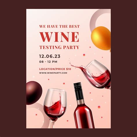 Premium Vector Realistic Wine Party Poster Template