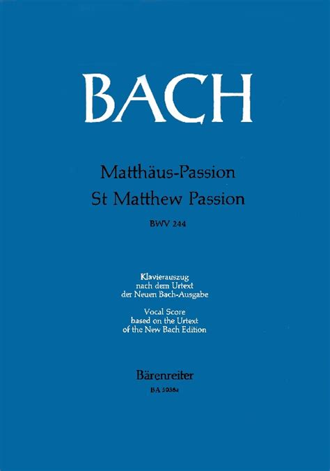 Bach St Matthew Passion Bwv 244 Pdfcoffeecom