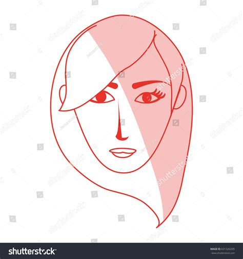 Red Silhouette Shading Cartoon Front Face Woman Royalty Free Stock