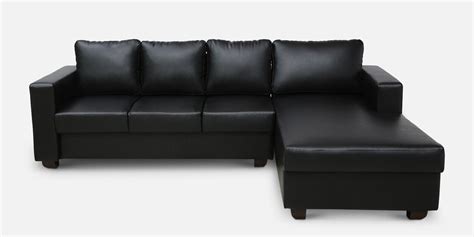 Buy Sato Leatherette LHS Sectional Sofa 3 Lounger In Matte Black