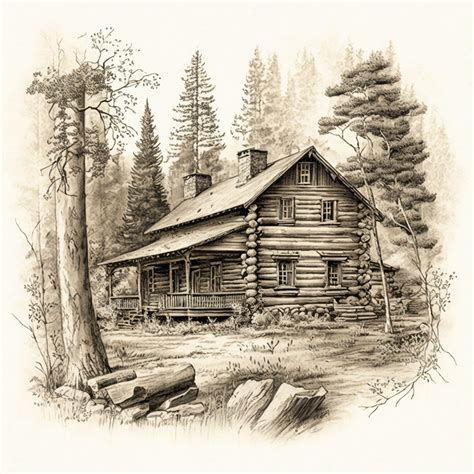 Log Cabin Picture in the Woods Rustic Wall Art - Etsy