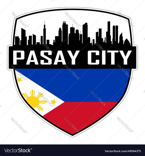 Pasay city skyline silhouette philippines flag Vector Image