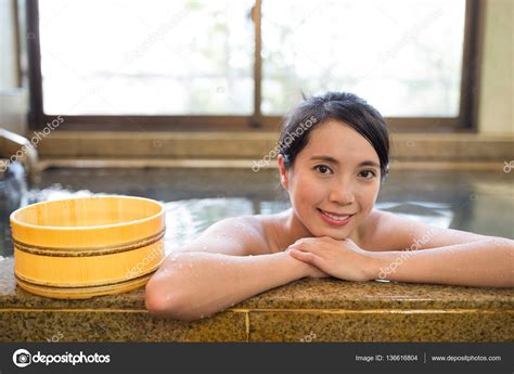 Japanese Women Relaxing In The Hot Springs Stock Photo By Leungchopan 136616804