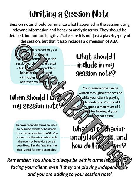 Writing A Session Note A Guide To Writing Session Notes In Aba Etsy