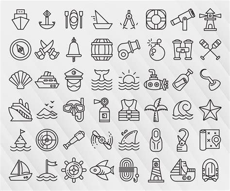 Nautical And Maritime Line Icons Nautical Svg Marine Line Icons Clip