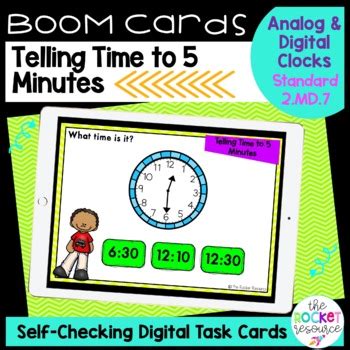 Telling Time To The Nearest 5 Minutes BOOM Cards 2 MD 7 By The Rocket