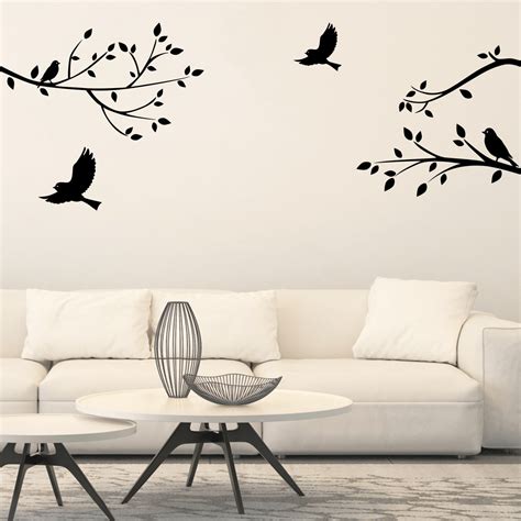 Sticker Branche D Arbre Et Oiseaux Stickers Stickers Nature Arbres