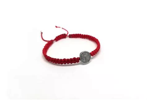 Pulsera San Benito Plata925 Tejida Hilo Nylon Rojo Ajustable Meses