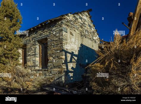 Remnants Of Old Buildings Inhabit The Old Silver Mining Semi Ghost Town