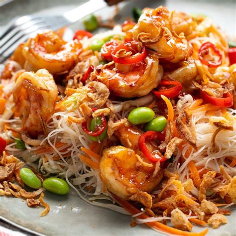 Sticky Honey Prawn Noodle Salad Marion S Kitchen Recipe Marion S Kitchen Recipes Seafood