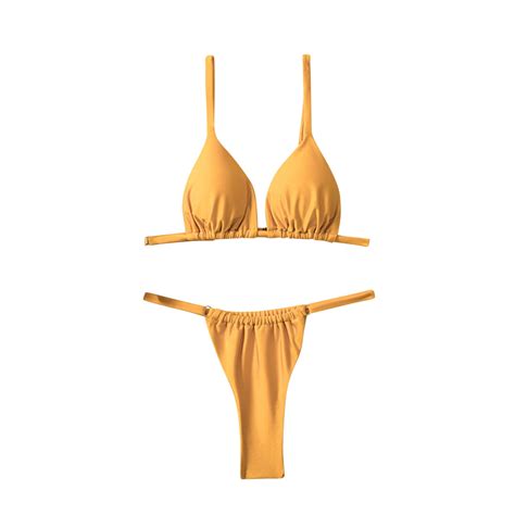 Hfyihgf Women Sexy Brazilian Bikini 2 Piece Spaghetti Strap Triangle Top High Cut G String Thong