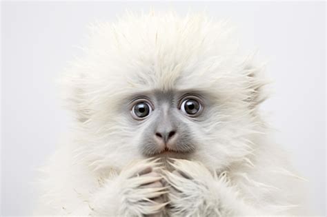 Premium AI Image | a white monkey with a fluffy hair on its head