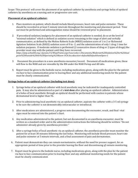 Epidural Bolus And Placement Guidelines