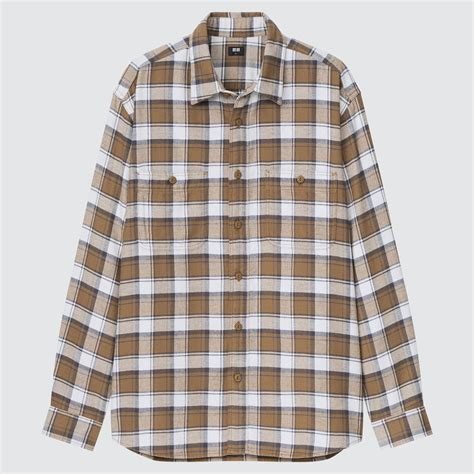 Men Flannel Checked Regular Fit Shirt Regular Collar Uniqlo Uk