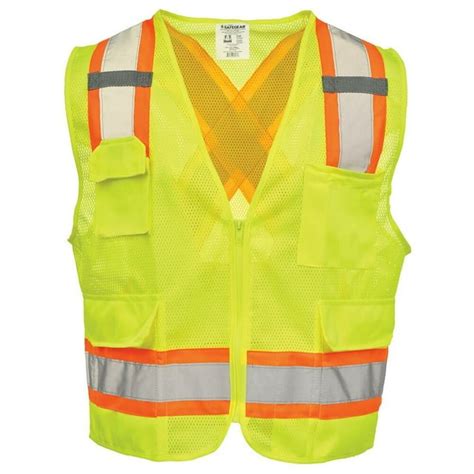 Hi Vis Safety Vest X Back Two Toned Reflective Class 2 Sm Med Safegear