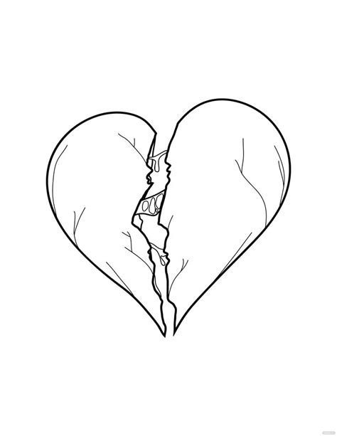 Broken Heart 3D Coloring Page in PDF - Download | Template.net