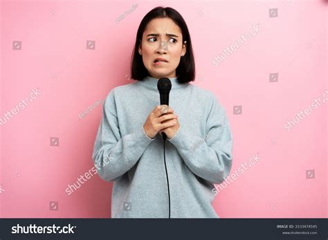 Portrait Nervous Brunette Female Dont Want Stock Photo 2233474545 Shutterstock