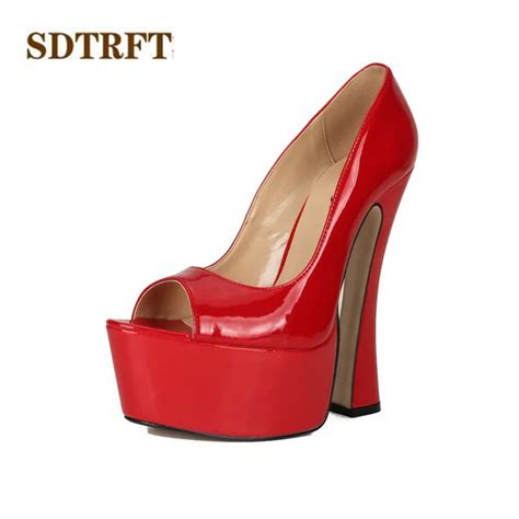 Sdtrft Peep Toe Retro Stilettos 18cm Thick High Heeled Sexy Cosplay Comfortable Pumps Women