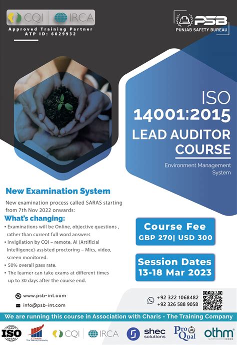 Iso 140012015 Irca Cqi Certified Lead Auditor Course Ems Psb