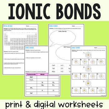 Ionic Bonds Practice Worksheets - Laney Lee - Worksheets Library