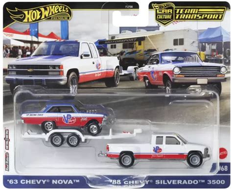 Hot Wheels Transportator Chevy Silverado 3500 88 Cu Masinuta Chevy Nova 63 Cel Ro