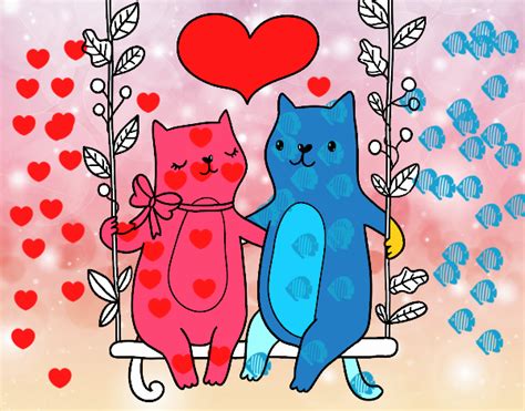 Dibujo de Gatitos enamorados pintado por en Dibujos net el día 21 08 23